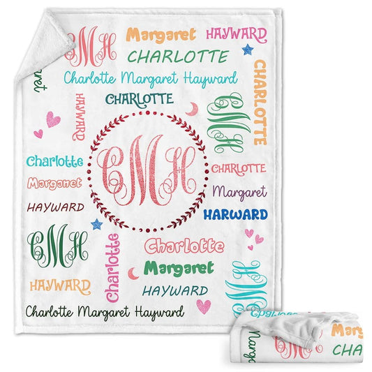 Personalized Baby Blanket Monogram Custom Full Name for Baby Girl