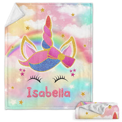 Personalized Baby Blanket Unicorn Custom Baby Name for Baby Girl