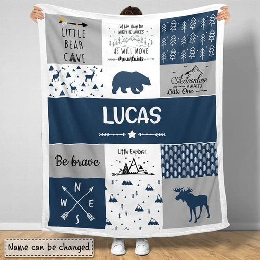 Personalized Baby Blanket Woodland Theme Animals Baby Boy for Baby Boy