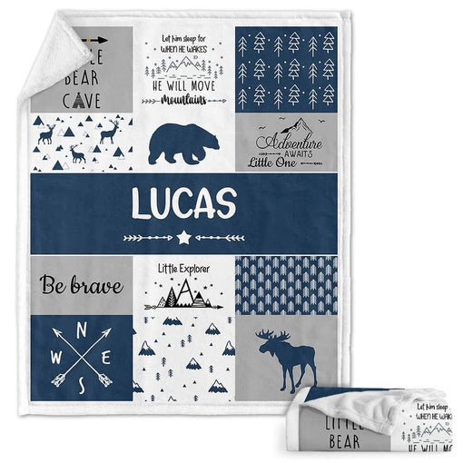 Personalized Baby Blanket Woodland Theme Animals Baby Boy for Baby Boy