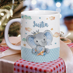 Personalized Baby Elephant Mug Customize Name Chocolate Mug