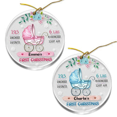 Personalized Baby First Christmas Ornament Custom Baby Stats