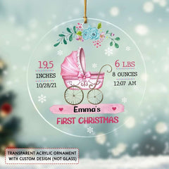 Personalized Baby First Christmas Ornament Custom Baby Stats