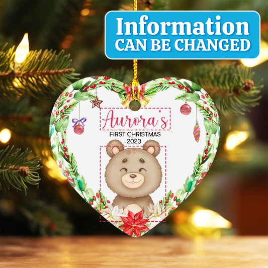 Personalized Baby First Heart Ceramic Ornament