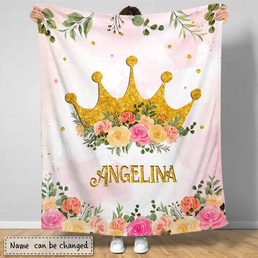 Personalized Baby Girl Blanket Princess Crown for Baby Girl