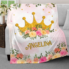 Personalized Baby Girl Blanket Princess Crown for Baby Girl