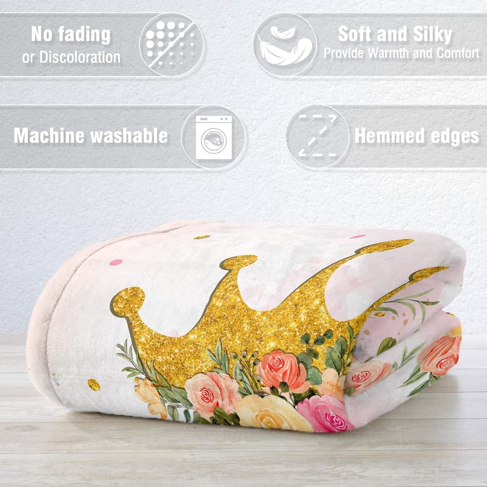 Personalized Baby Girl Blanket Princess Crown for Baby Girl