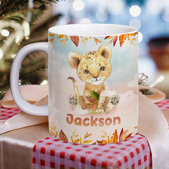 Personalized Baby Lion Mug Customize Name Chocolate Mug