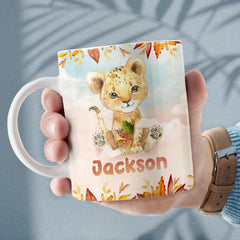 Personalized Baby Lion Mug Customize Name Chocolate Mug