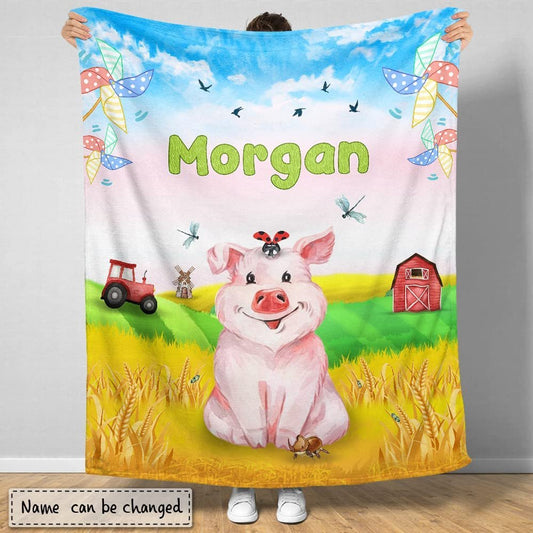 Personalized Baby Pig Blanket Farm Animals For Baby Girl