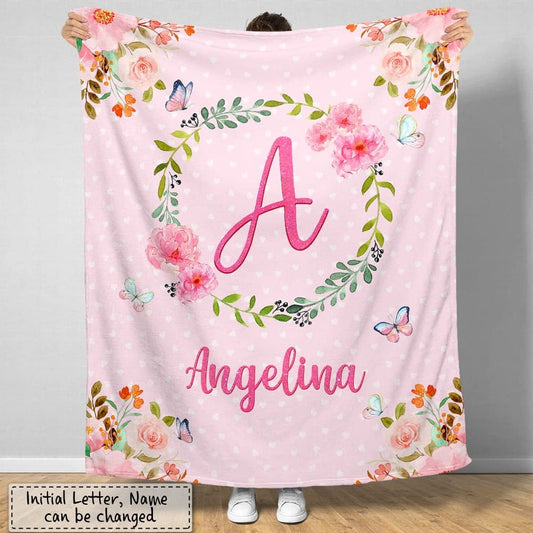 Personalized Baby Pink Blanket Monogram for Baby Girl