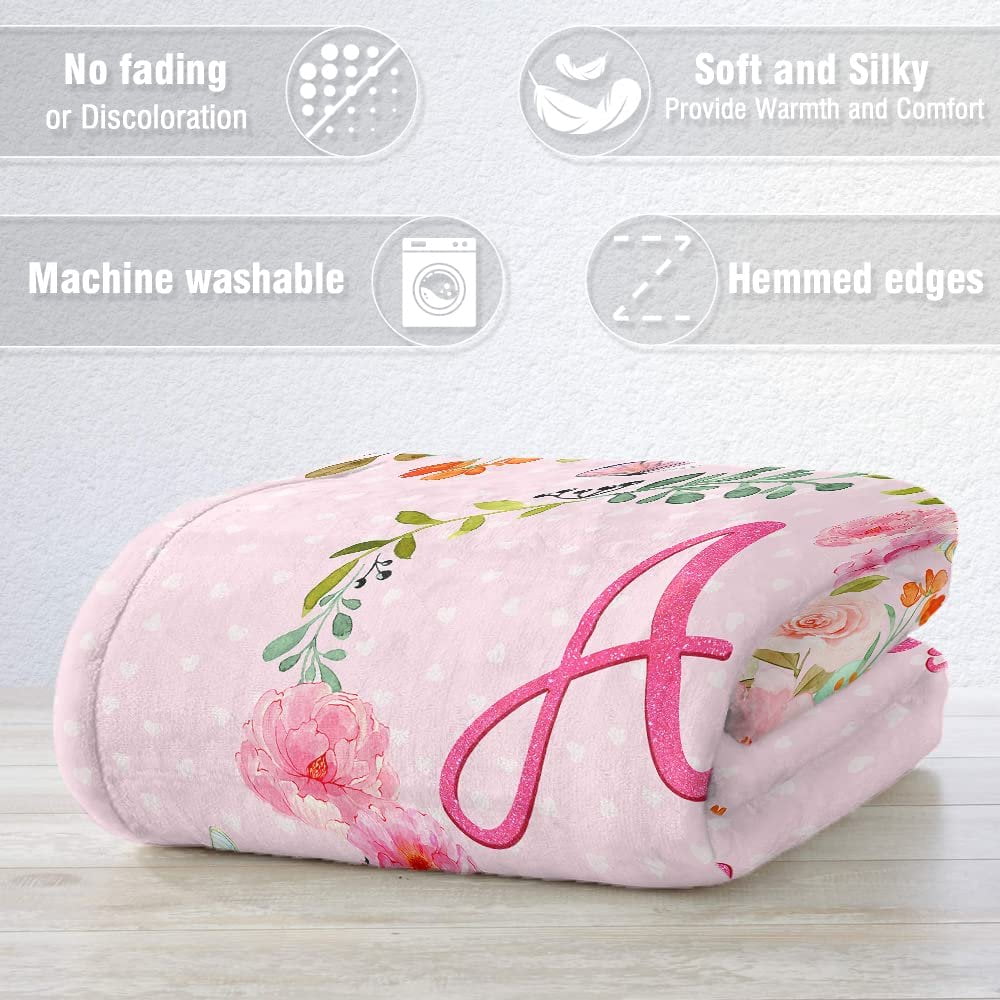 Personalized Baby Pink Blanket Monogram for Baby Girl