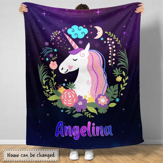 Personalized Baby Violet Blanket Sleeping Unicorn for Baby Girl