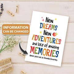 Personalized Back To School Greeting Card Dreams Adventures Memories