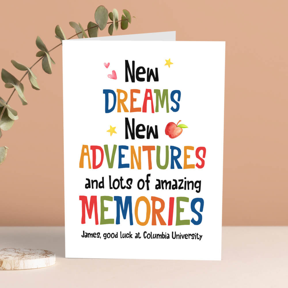 Personalized Back To School Greeting Card Dreams Adventures Memories