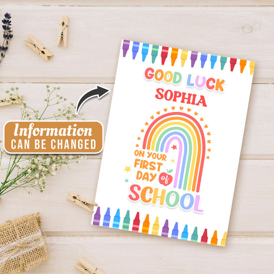 Personalized Back To School Greeting Card Good Luck