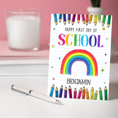 Personalized Back To School Greeting Card Happy First Day Of