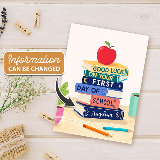 Personalized Back to school Greeting Card First day of school