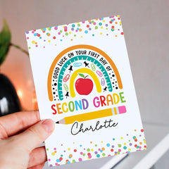 Personalized Back to school Greeting Card First day of second Grade
