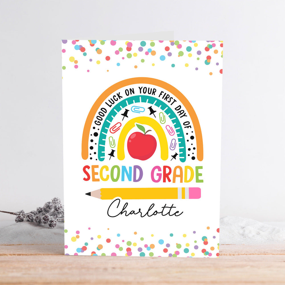 Personalized Back to school Greeting Card First day of second Grade