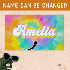 Personalized Beach Towel Tie Dye Style With Custom Name