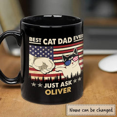 Personalized Best Cat Dad Ever Mug American Flag