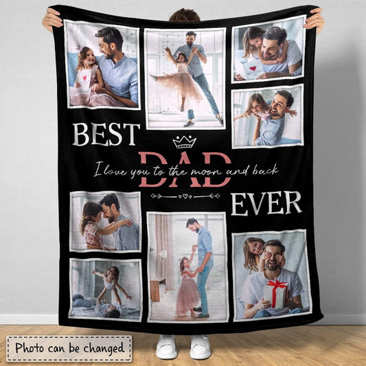 Personalized Best Dad Ever Blanket Custom Photo Collage