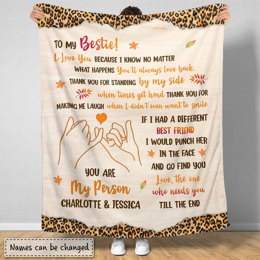 Personalized Best Friend Blanket You Are My Person Leopard Style