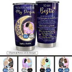 Personalized Best Friend Tumbler Love You To The Moon For Bestie