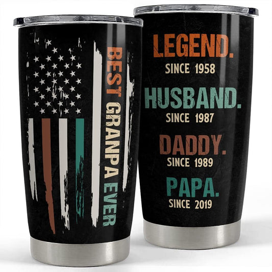 Personalized Best Grandpa Ever Tumbler US Flag Father Day Gift