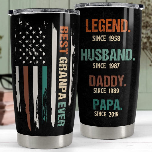 Personalized Best Grandpa Ever Tumbler US Flag Father Day Gift