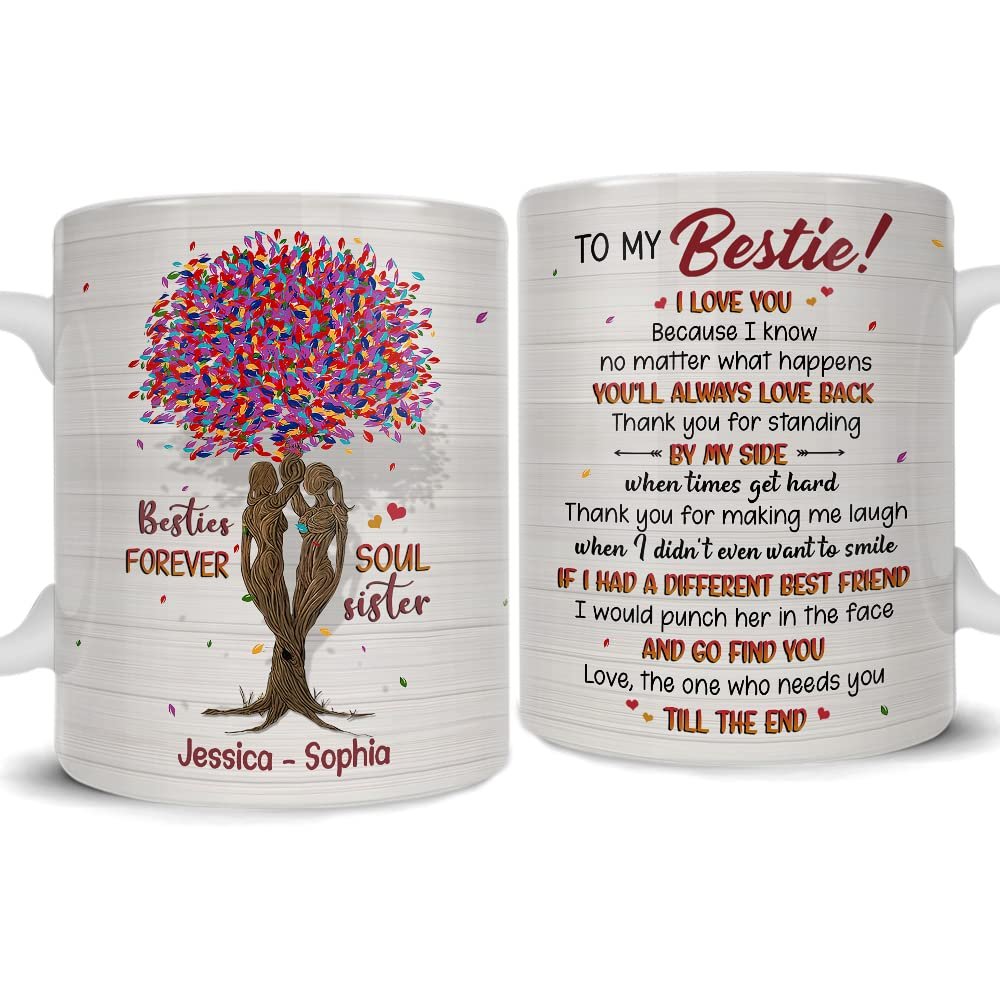 Personalized Bestie Mug Heart Tree Soul Sister
