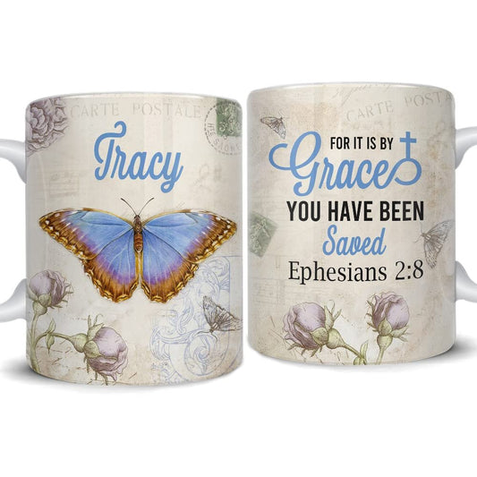 Personalized Bible Mug Butterfly Vintage Style