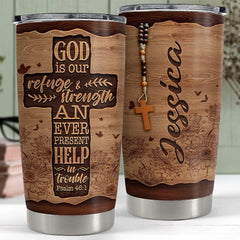 Personalized Bible Tumbler God Cross Wood Style For Women Girl