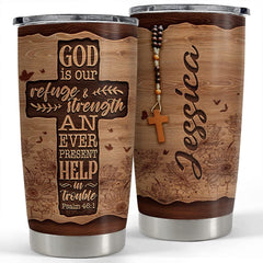 Personalized Bible Tumbler God Cross Wood Style For Women Girl