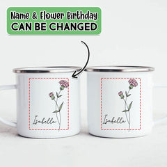 Personalized Birth Flower Camping Mug Custom Name