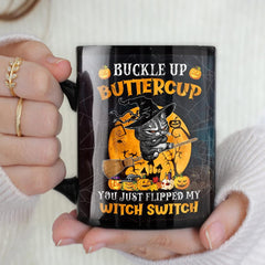 Personalized Black Cat Mug Buckle Up Butter