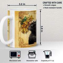 Personalized Black Cat Sunflower Mug