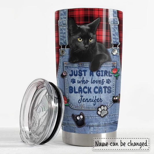 Personalized Black Cat Tumbler A Girls Who Loves Cats Animal Lover