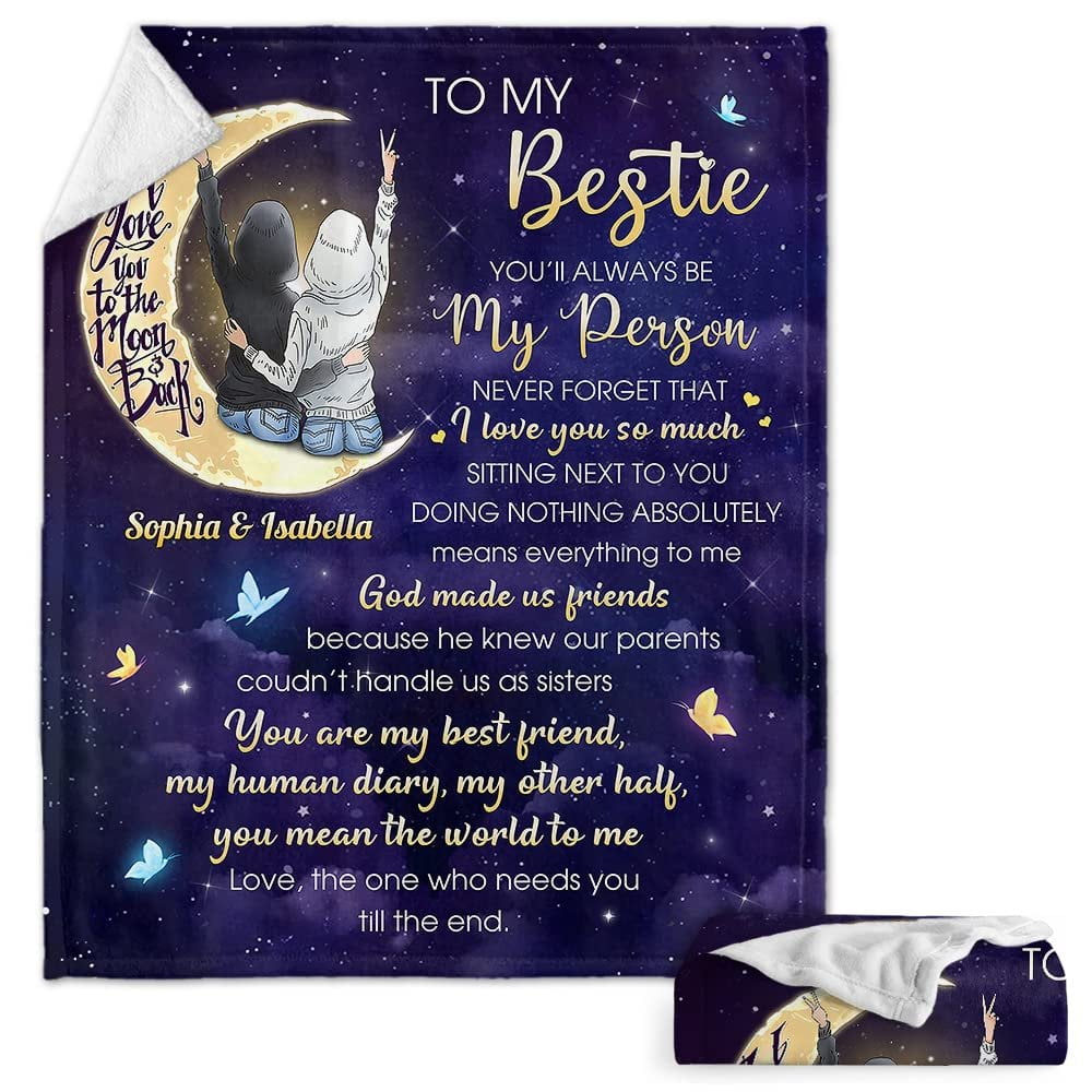 Personalized Blanket For Best Friend To My Bestie Love You To The Moon