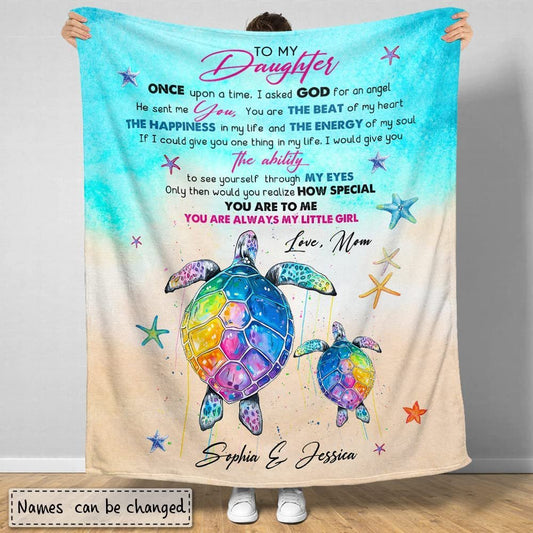 Personalized Blanket For Daughter Sea Turtle From Mother