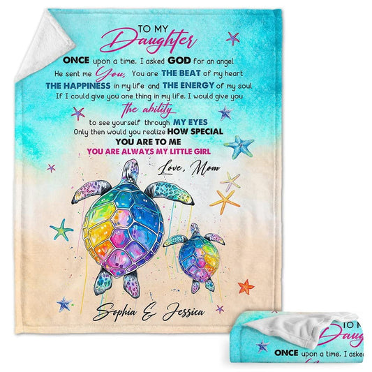 Personalized Blanket For Daughter Sea Turtle From Mother
