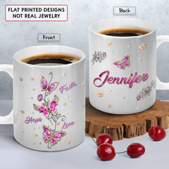 Personalized Butterfly Mug Faith Hope Love Jewelry Drawing