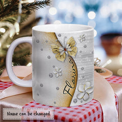 Personalized Butterfly Mug Gem Drawing Style