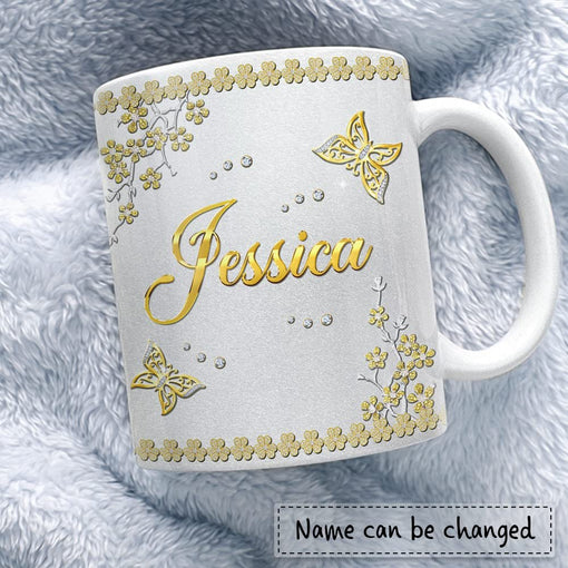 Personalized Butterfly Mug Golden Butterfly