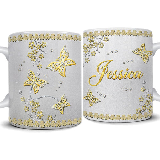 Personalized Butterfly Mug Golden Butterfly