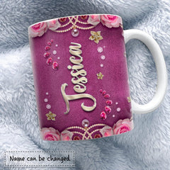 Personalized Butterfly Mug Jewelry Style Pink Color