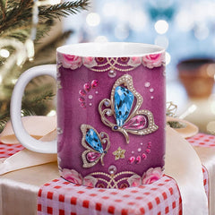 Personalized Butterfly Mug Jewelry Style Pink Color