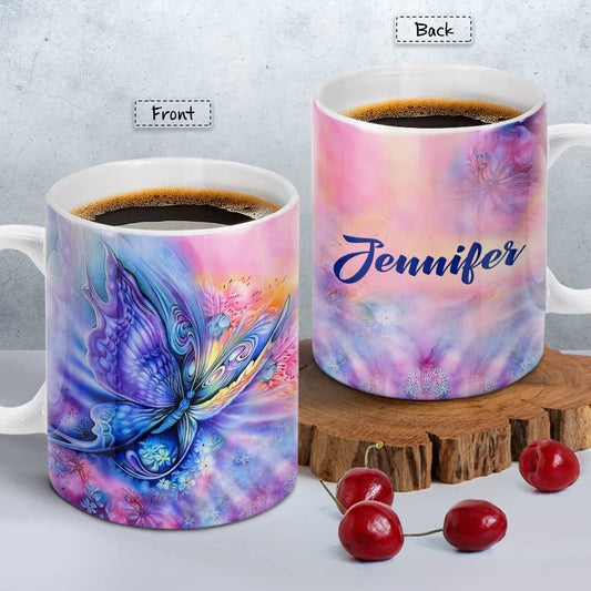 Personalized Butterfly Mug Watercolor Style