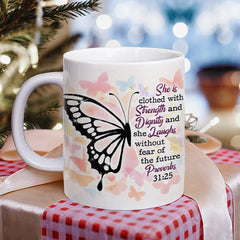 Personalized Butterfly Mug With Motivation Quote From Bible